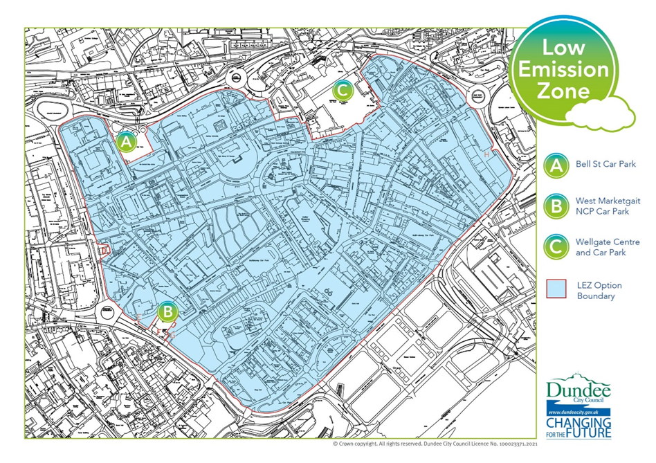 Dundee Low Emission Zone Area Map