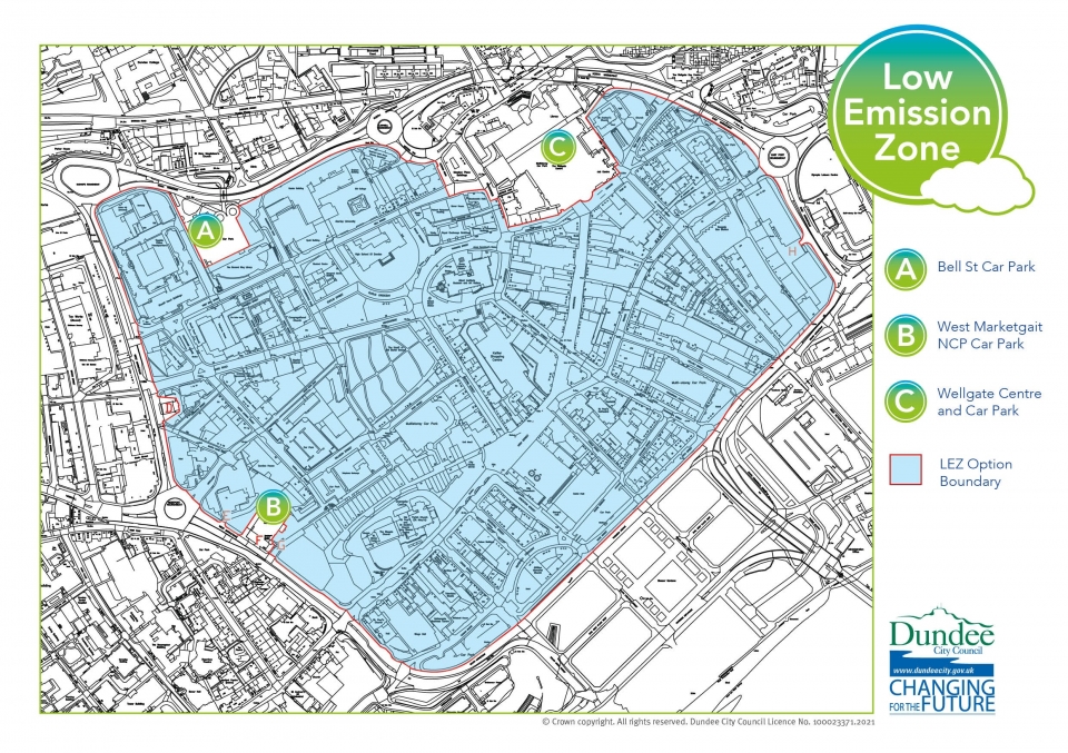 Proposed Dundee Low Emission Zone Map Dundee City Council   2021 05 21 Low Emissions Zone Map Noyear 