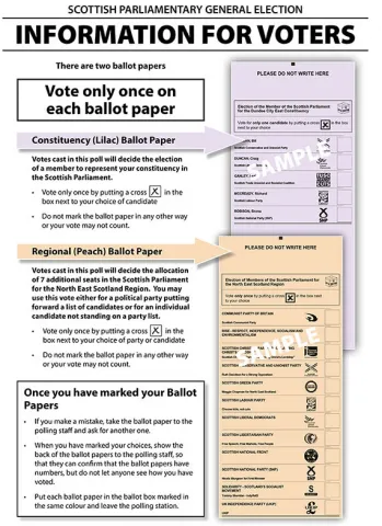 Infographic containing information about the Constituency and Regional ballot papers