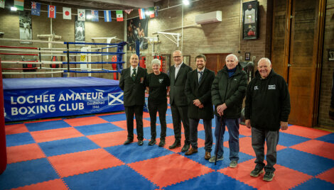 Lochee Boxing Boys and Girls Club Cllr Mark Flynn Steven Rome December Visit Funding