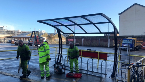 Bus station bike shelter Image